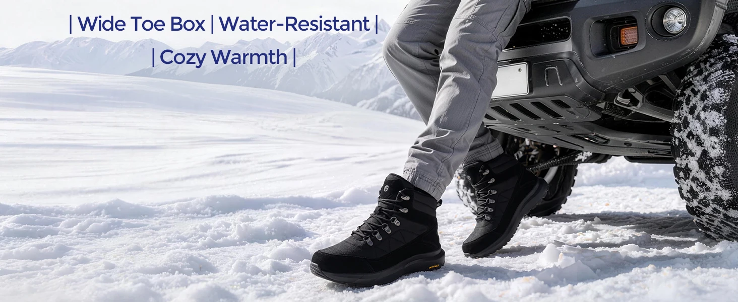 FitVille Herren Winterstiefel, extra breite Wanderschuhe für Männer, wasserabweisend, warm, mit Plüschfutter, Schneewanderstiefel, rutschfest für den Herbst. – Detail 4