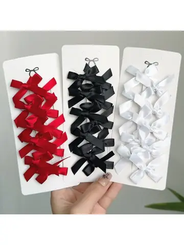 4/8/10PCS Mode Zoete Effen Kleur Mini Strik Haar Clip Baby Meisjes Ballet Stijl Lint gevlochten Kinderen Haarspeld Haaraccessoires