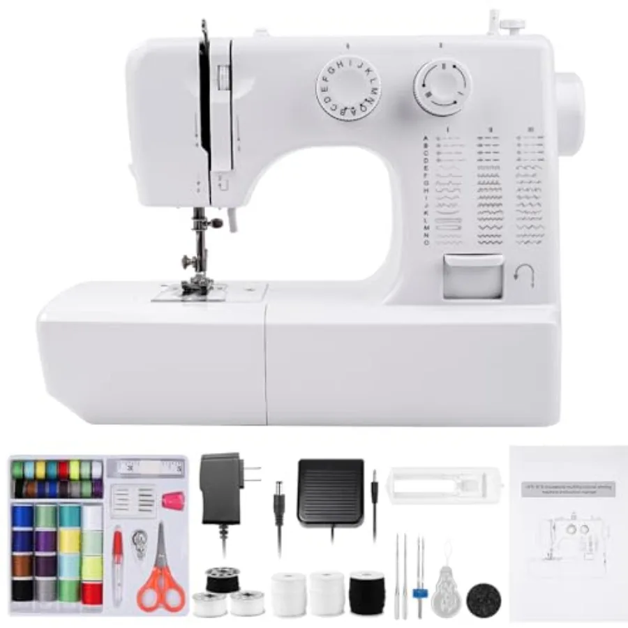 

Мини-швейная машинка для начинающих, портативная, с 45 встроенными строчками, высокоскоростная, с двойной иглой, набор для шитья из 42 предметов, вилка стандарта США