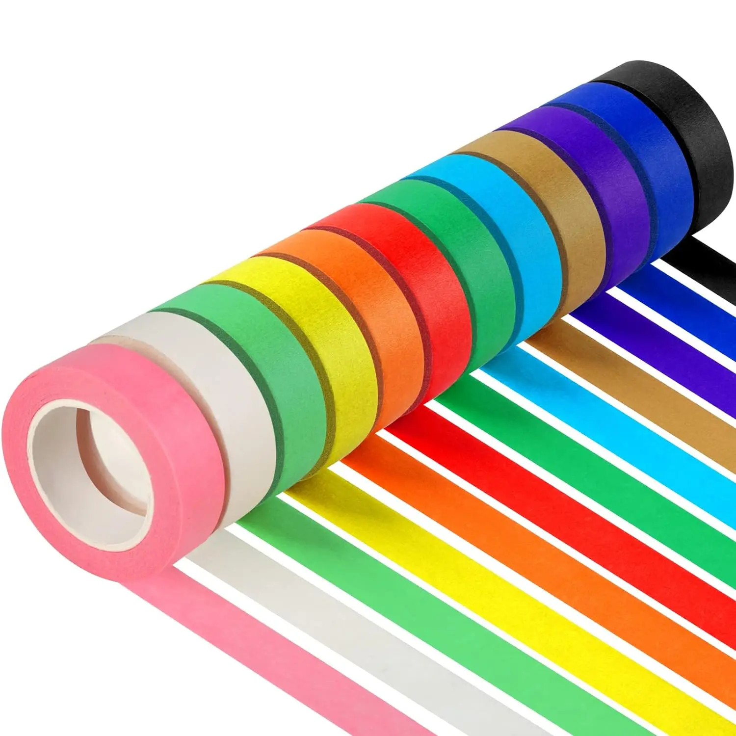 

12PCS Colored Masking Tape, Kids Art Supplies, DIY Craft Tape, Colored Tape Rolls, Colored Painters Tape, 1.7cm x 12m (2/3In x 1