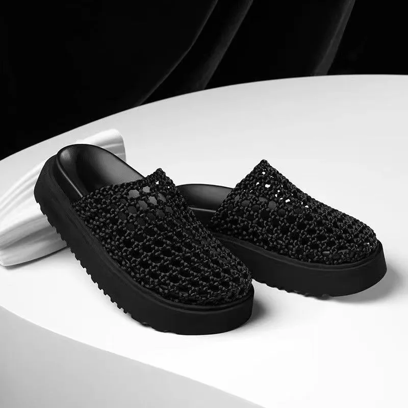 

Женские летние тапочки, однотонные нескользящие сандалии с сетчатой толстой подошвой, модная дышащая обувь на танкетке, Zapatillas Mujer