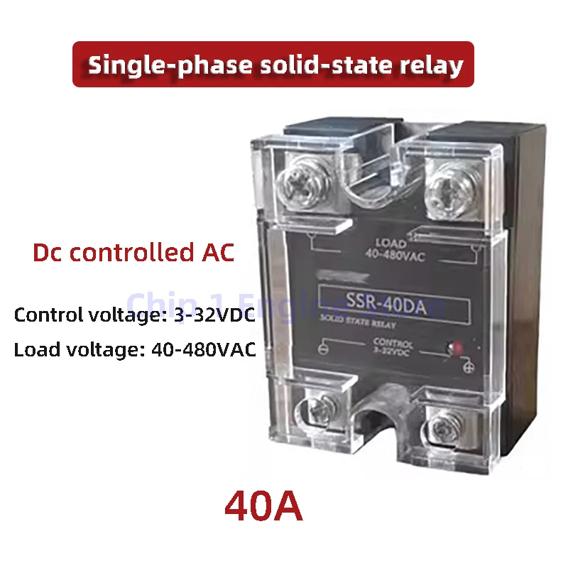 รีเลย์โซลิดสเตทรีเลย์ SSR-10DA 15DA 25DA 40DA 50DA 60DA 80DA 90DA 100DA 150DA 120DA DC 12V 24V ควบคุม220VAC ไฟฟ้ากระแสสลับ