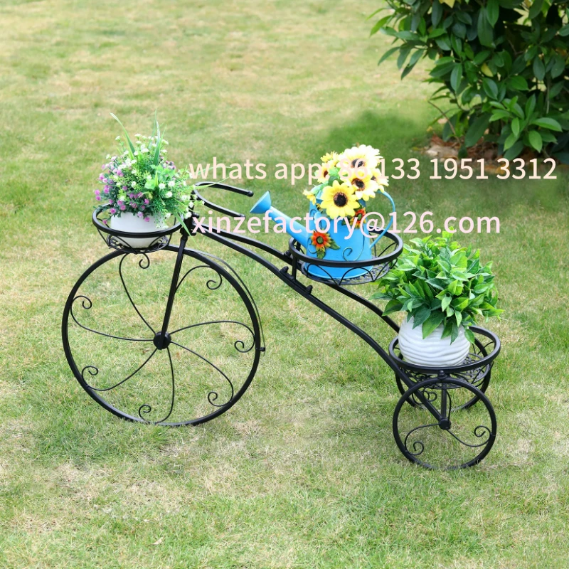 Customizable Tricycle Plant Stand Flower Pot Cart Bicycle Holder Rack for Home Garden Patio
