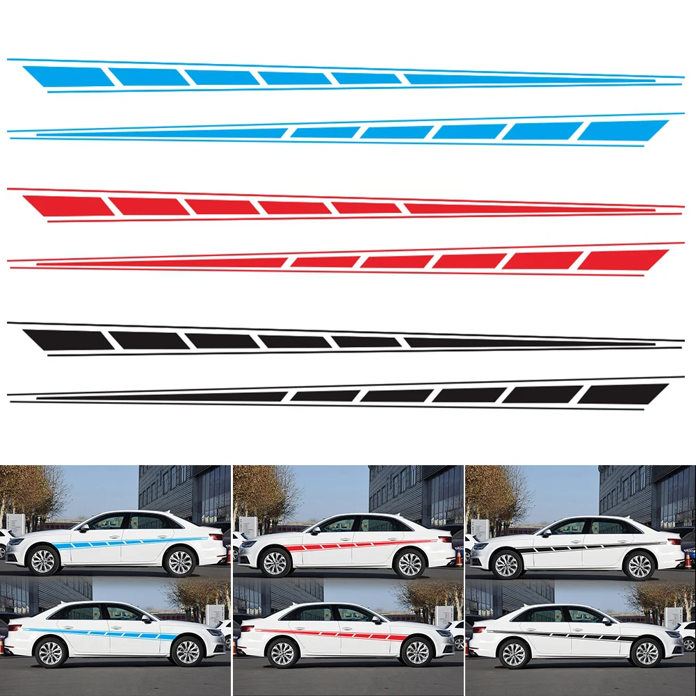 

2Pcs Car Stickers Auto Vinyl Film Wrap Both Side Stripes Decoration Styling Decal Automobiles Sports Tuning DIY Car Accessories