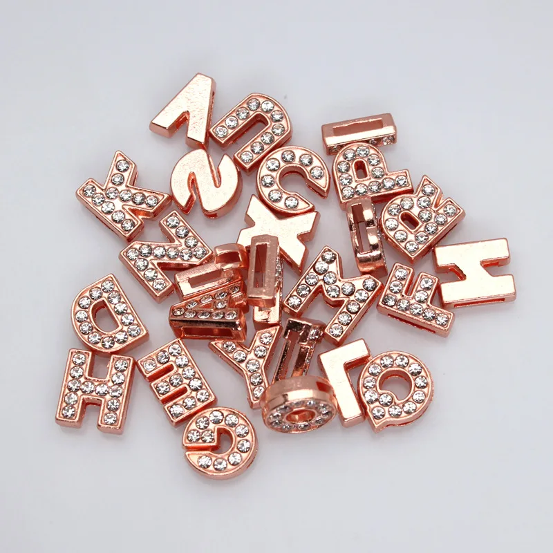 100PC/lot Hole 8mm 10mm Slide Letter English Alphabet DIY Slide Charm Frosted Back Fit for Bracelet Necklace Jewelry Making image 5
