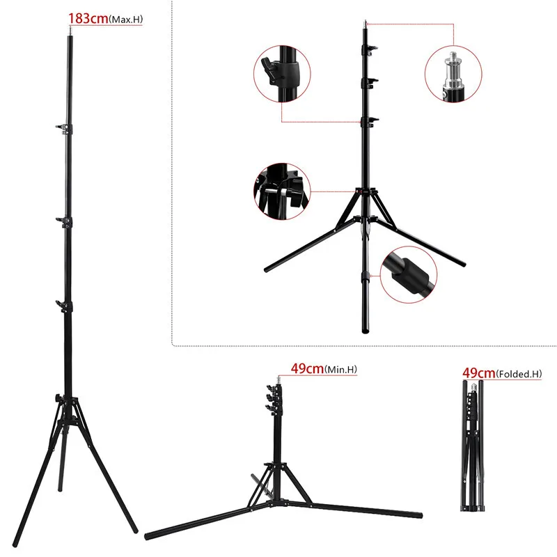 Accessories 1.6M 2M Live Fill Light Tripod Stand for LED Ring Light Photography Light Selfie Smart Phone SLR Camera Travel images - 6