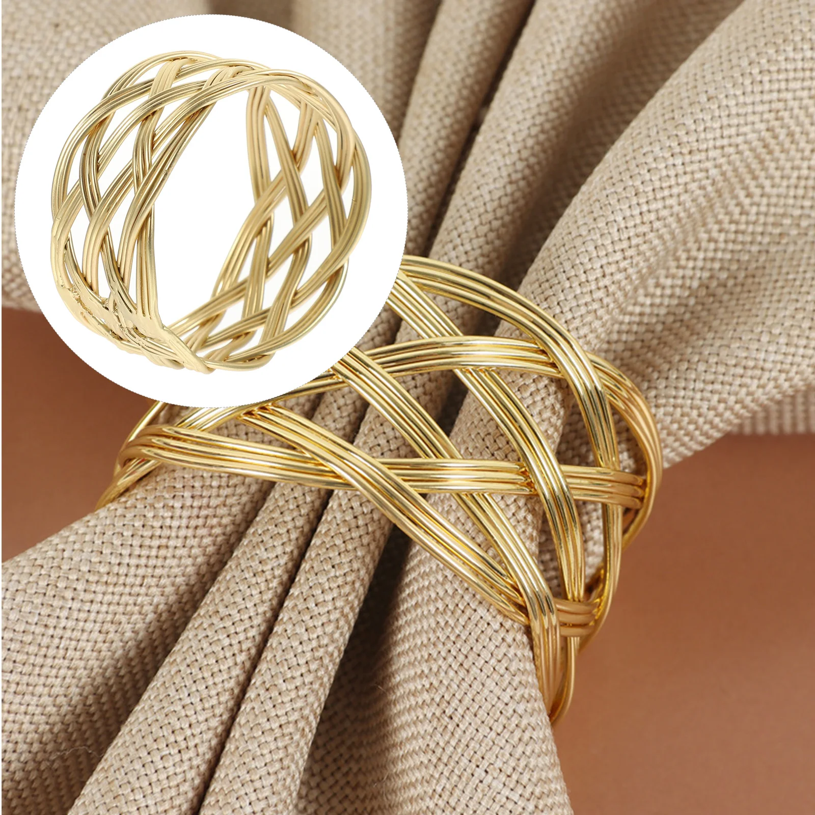 

6PCS Napkin Ring Metal Mesh Decorative Buckle For Wedding Banquet Dinner Table Decoration Napkins Holder Elegant Chic