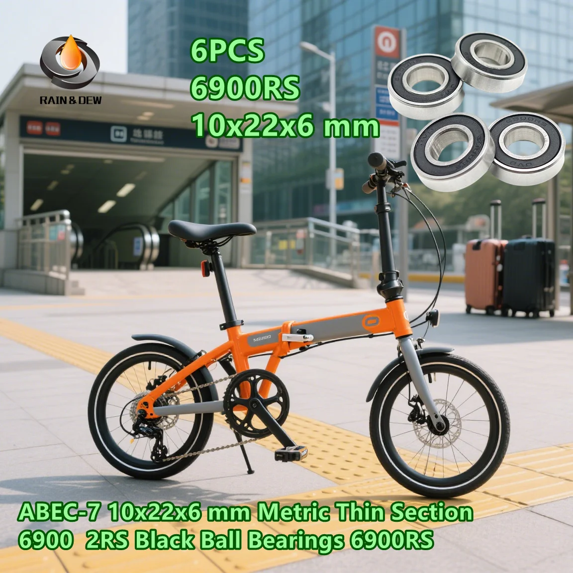 

6 шт. 6900RS подшипник ABEC-7 10x22x6 мм метрические тонкие секции 6900 2RS черные шарикоподшипники 6900RS