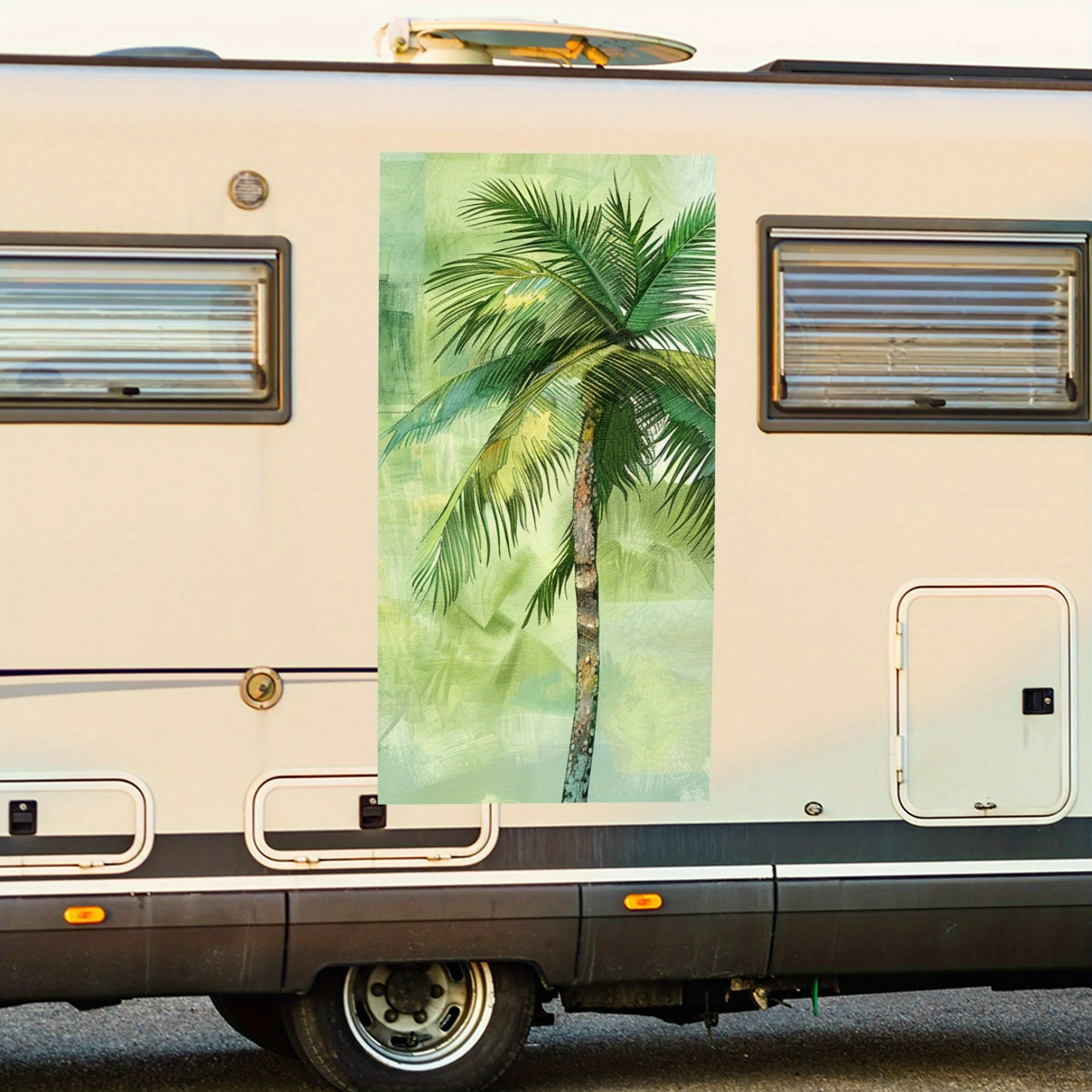 

Тропическая пальма, наклейка на дверь автомобиля, ПВХ, самоводонепроницаемая палочка, яркие автомобильные внешние аксессуары, декор, защитный подарок для Ca