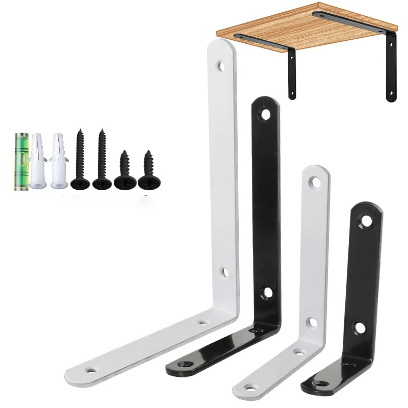 2 個 90 度 L 字型鉄素材白黒色木製棚ブラケットヘビーデューティ壁棚サポート