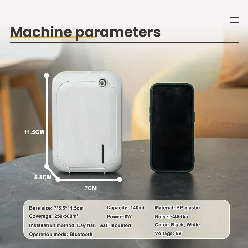 Namste Home Electric aroma diffuser Room fragrance 500m³ Bluetooth Wall hanging Perfume Air freshener 140ML Capacity Flavoring