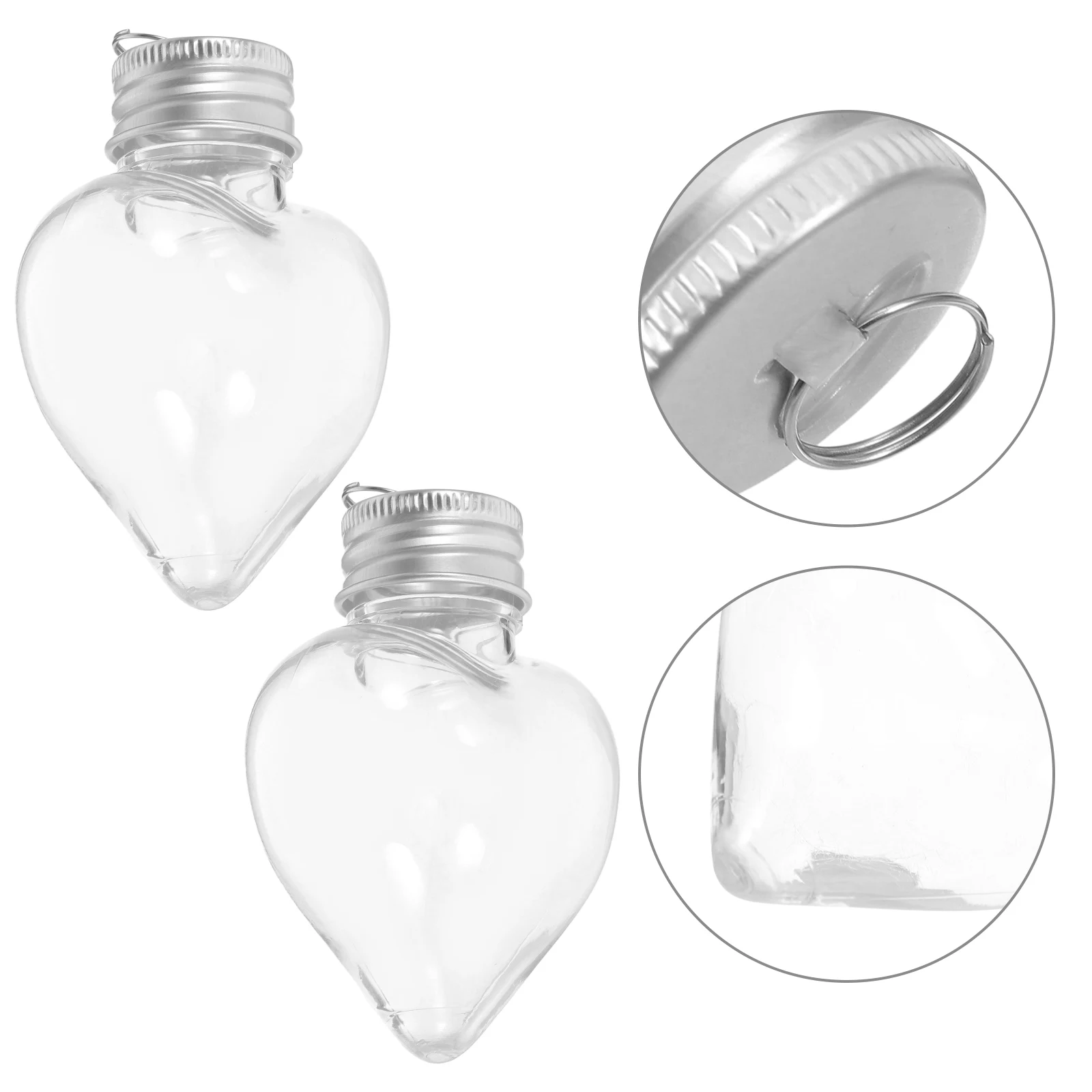 

20 Pcs Ring Cap Heart-shaped Bottle Plastic Fillable Baubles Bottles with Lids Clear Decorations