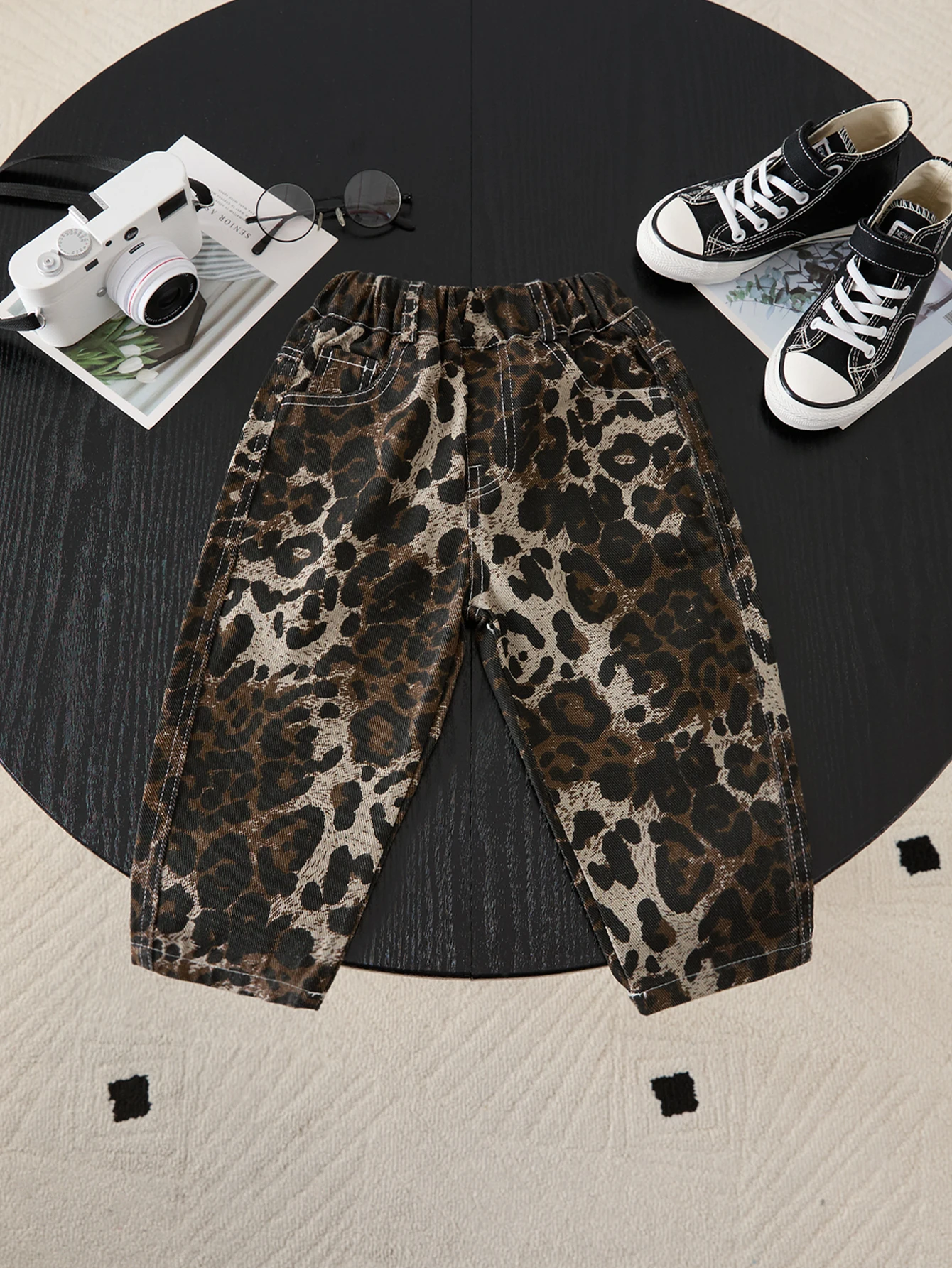 Boys' leopard print casual trousers