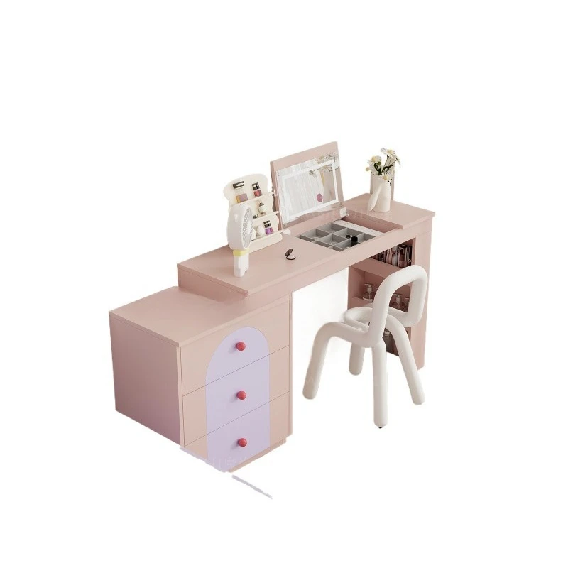

Bedroom pink dresser dopamine color jewelry cabinet makeup table integrated corner bedside
