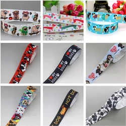 DHK 7/8'' 5yards Cat Dog Paw Dachshund Printed Grosgrain Ribbon Accessories Material Decoration DIY Sewing Craft C2656