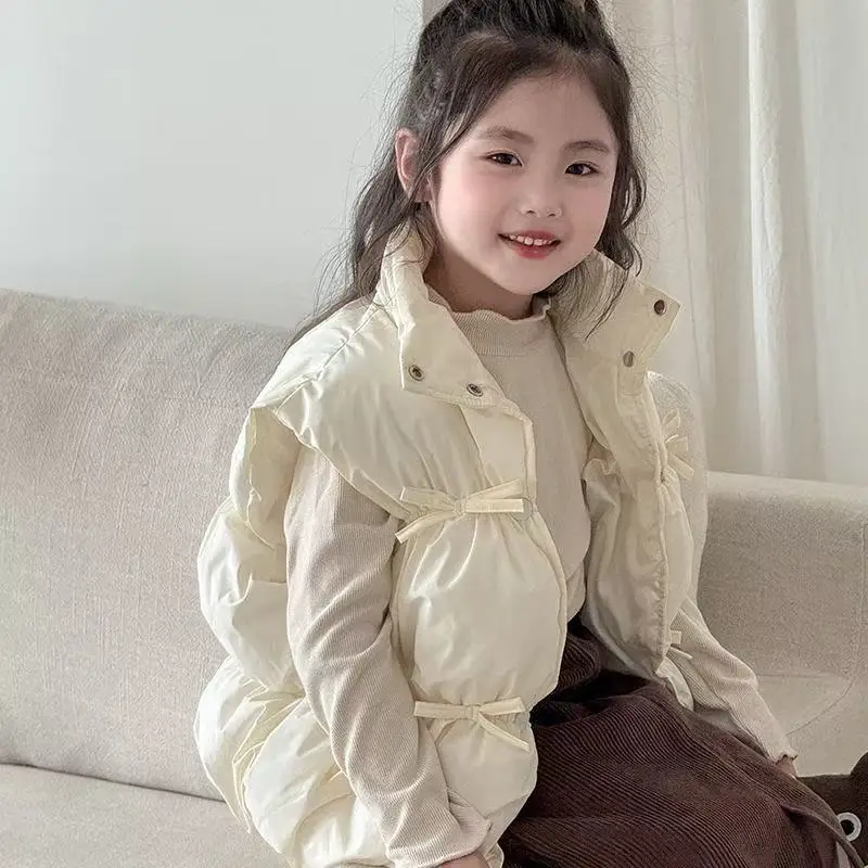 

Baby Girl Cotton Vest for Autumn and Winter Children Wearing Stand Up Collar Jacket With Cotton Clip Kids Top 90-140CM