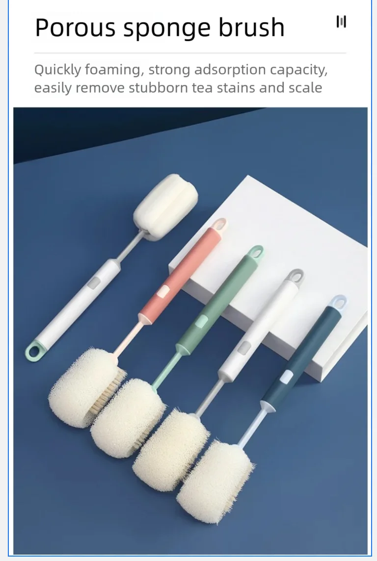 Long-handled sponge insulated cup brush that cleans every corner
