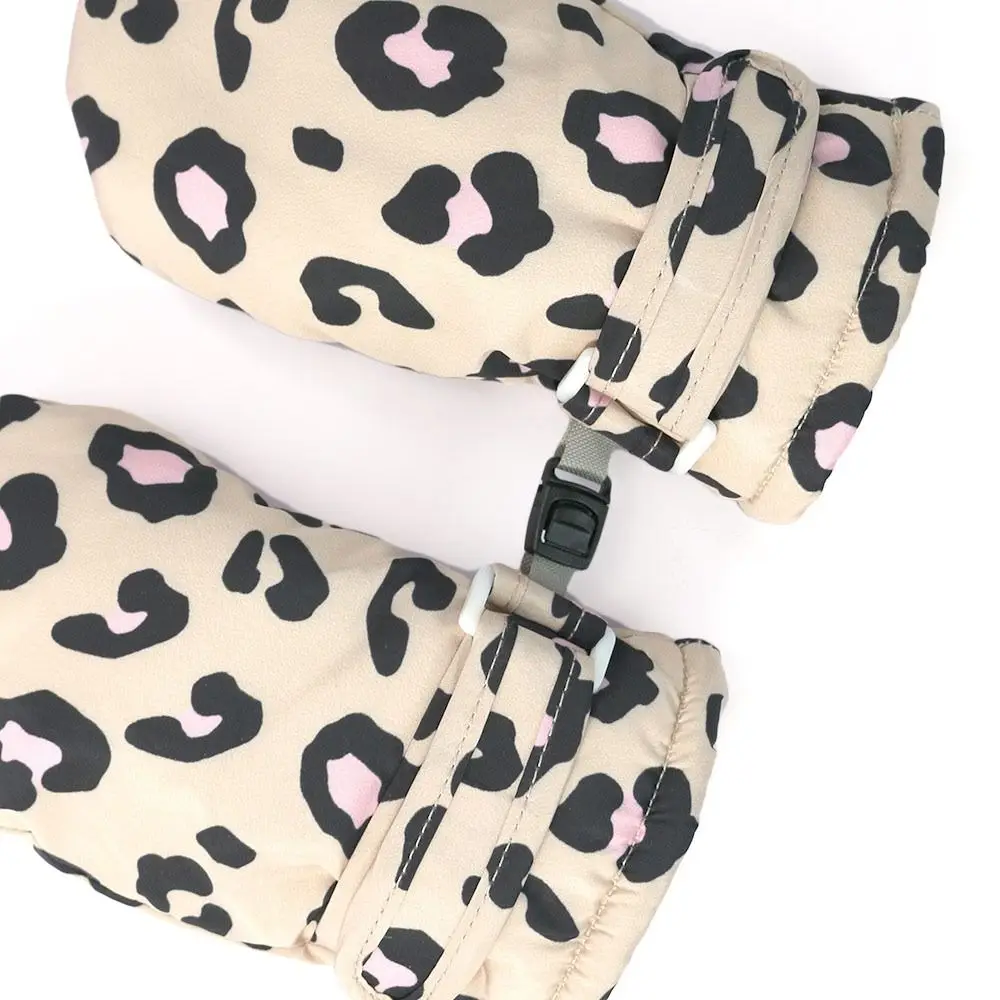 

Cute Waterproof Children Skiing Gloves Warm Windproof Cycling Gloves Leopard Print Winter Warm Gloves for Girls Boys