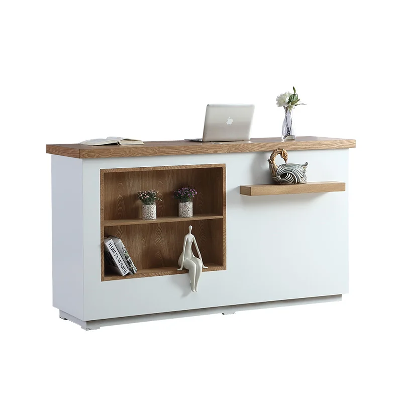 

Modern Japanese Style Luxury Women's Clothing Store Checkout Counter Simple Elegant Reception Desk with Beauty Bar Feature