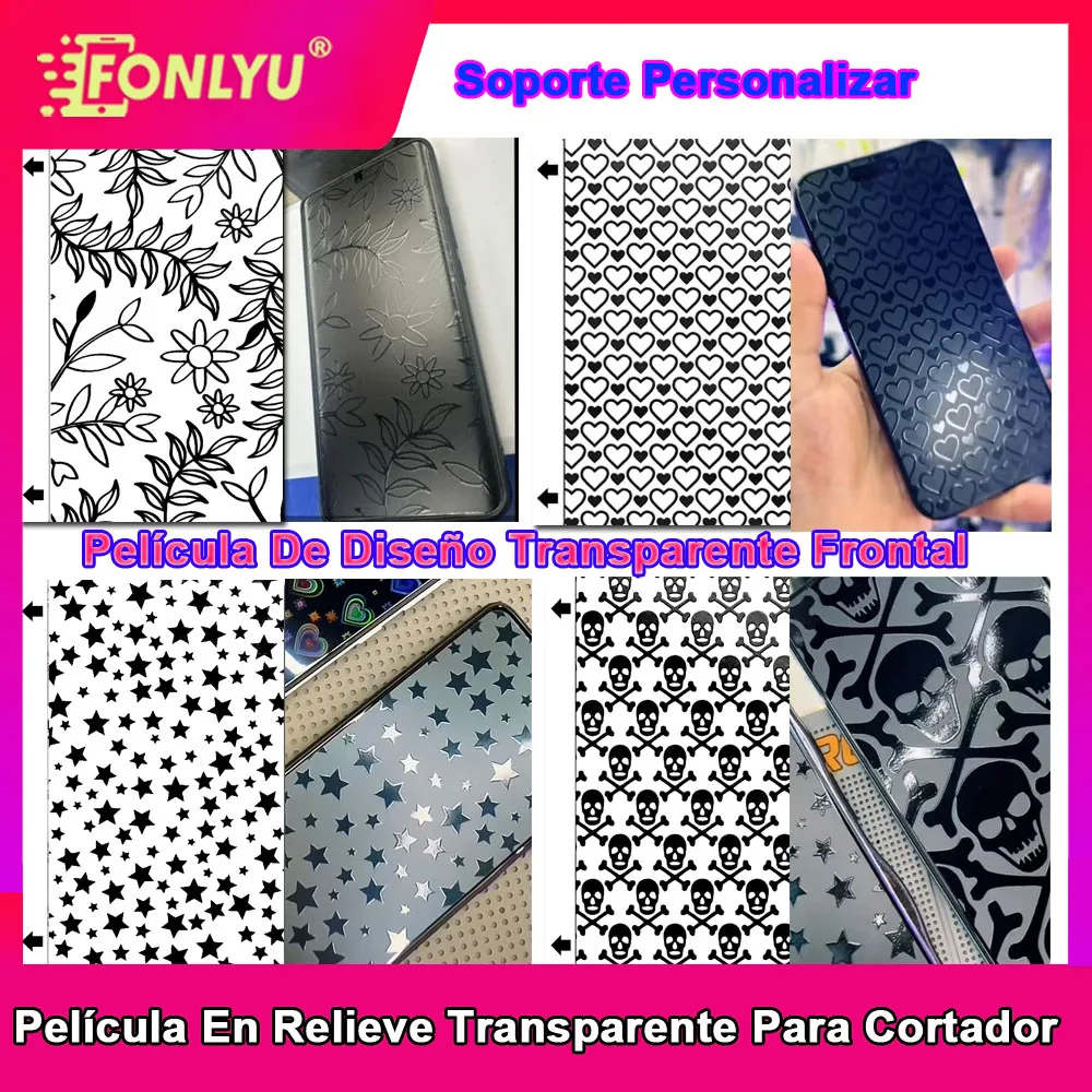 FONLYU ثلاثية الأبعاد تصميم شفاف للهاتف المحمول ملصقات الجلد الخلفي لآلة هيدروجيل الديكور الجلد مع تصميم مخصص DIY الهاتف