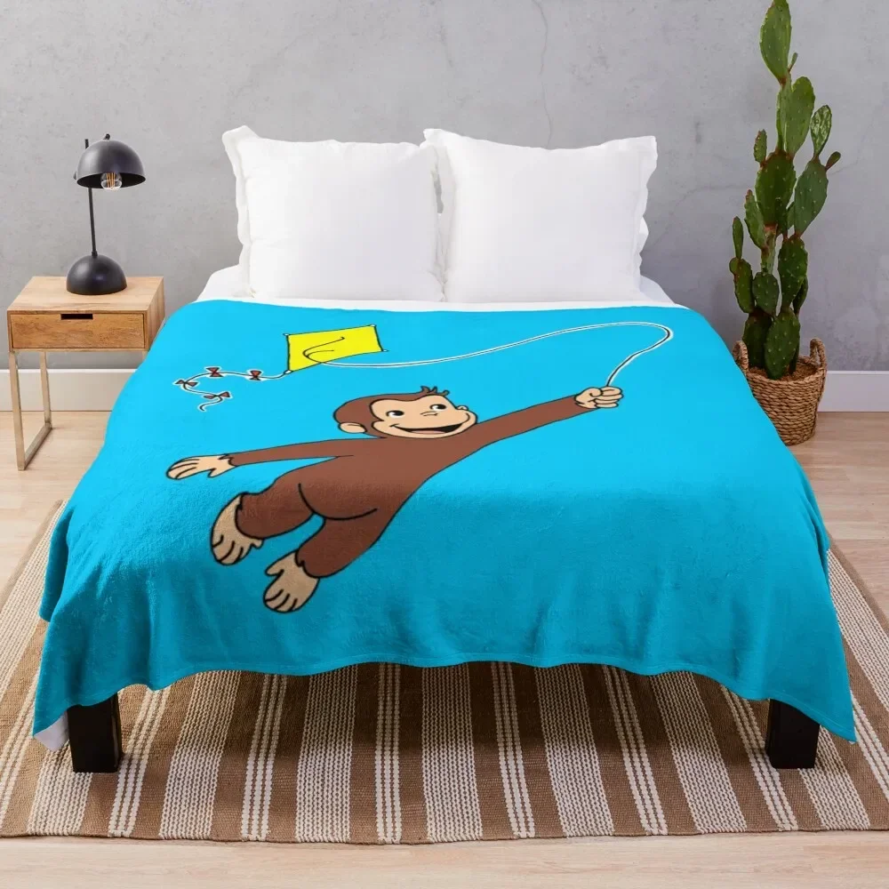 

Curious George - Flying Kite Throw Blanket Soft Beds Extra Large Throw Hairys Blankets