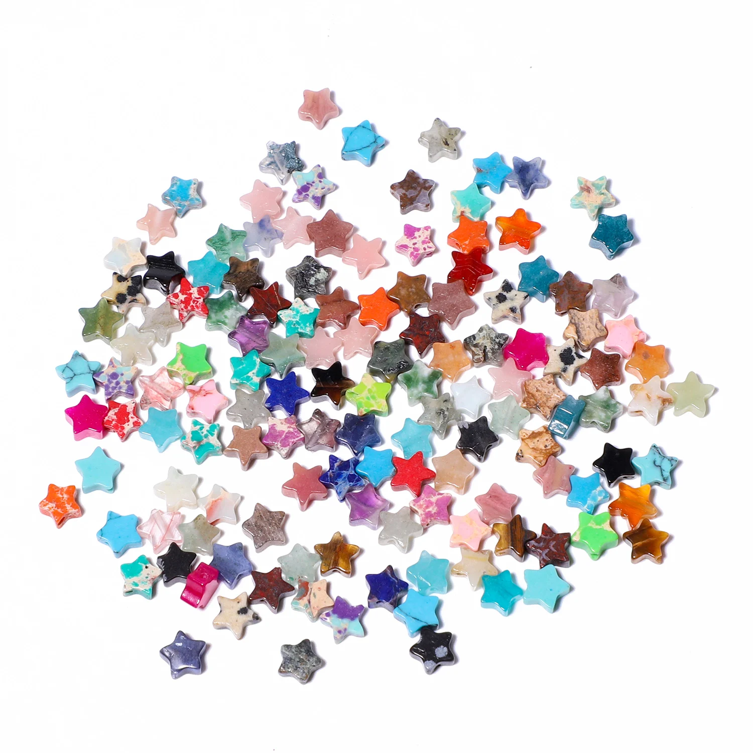 30PCS Natural Stone Star Shape Onyx Quartz Turquoise Beads Loose Beads for Jewelry Making DIY Charms Bracelets Accessories 6x6mm