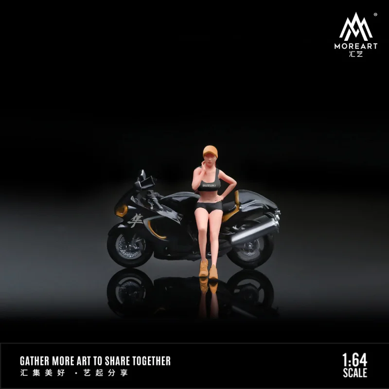 MoreArt 1:64 Suzuki Hayabayumi Motorcycle Pretty Girl Doll Model Set