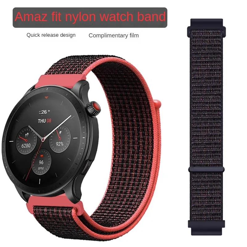 

Flat Interface Elastic Nylon Watchband Replaces Huami GTR4/color2 Series Hook And Loop Waterproof Canvas Watch Strap 20/22mm