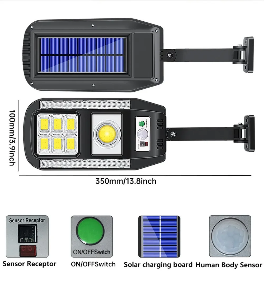 2024 new Outdoor Cob Solar Warning Street Lamp Infrared Sensor Lamp Household Wall Lighting Remote Control Street Lamp  garden