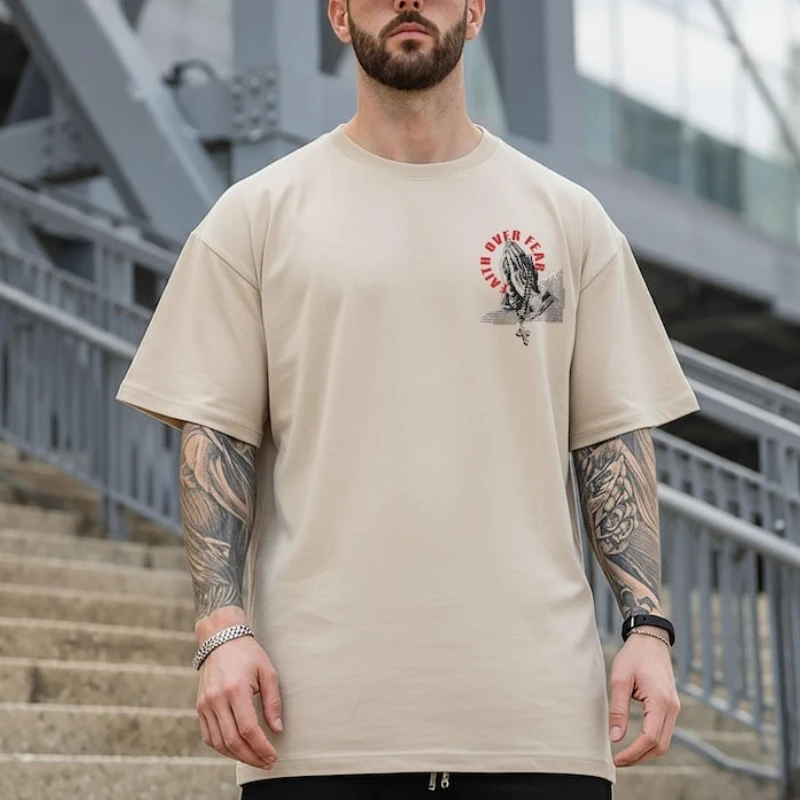 Koszulka Wiara Ponad Strach Jezus Krzyż Chrześcijańskie Koszulki Męskie Koszulki Religijne Damskie Katolicka Kolekcja Koszulek z Krzyżem Jezusa