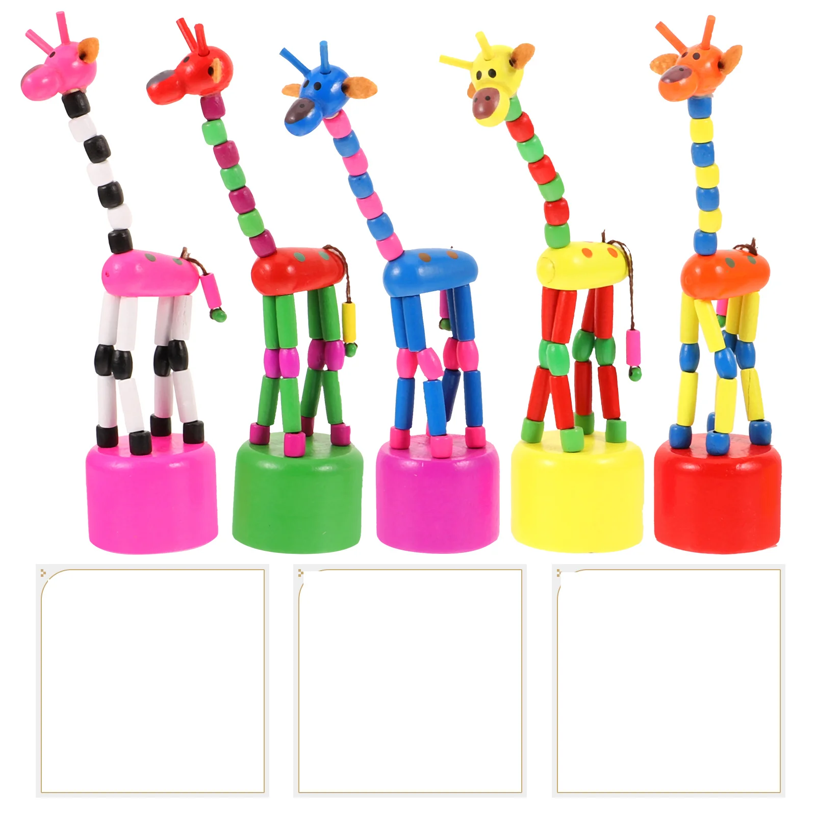 5pcs Children Wooden Giraffe Toy Colorful Dancing Rocking Giraffe Standing Swing Animals Toys (Random Style)