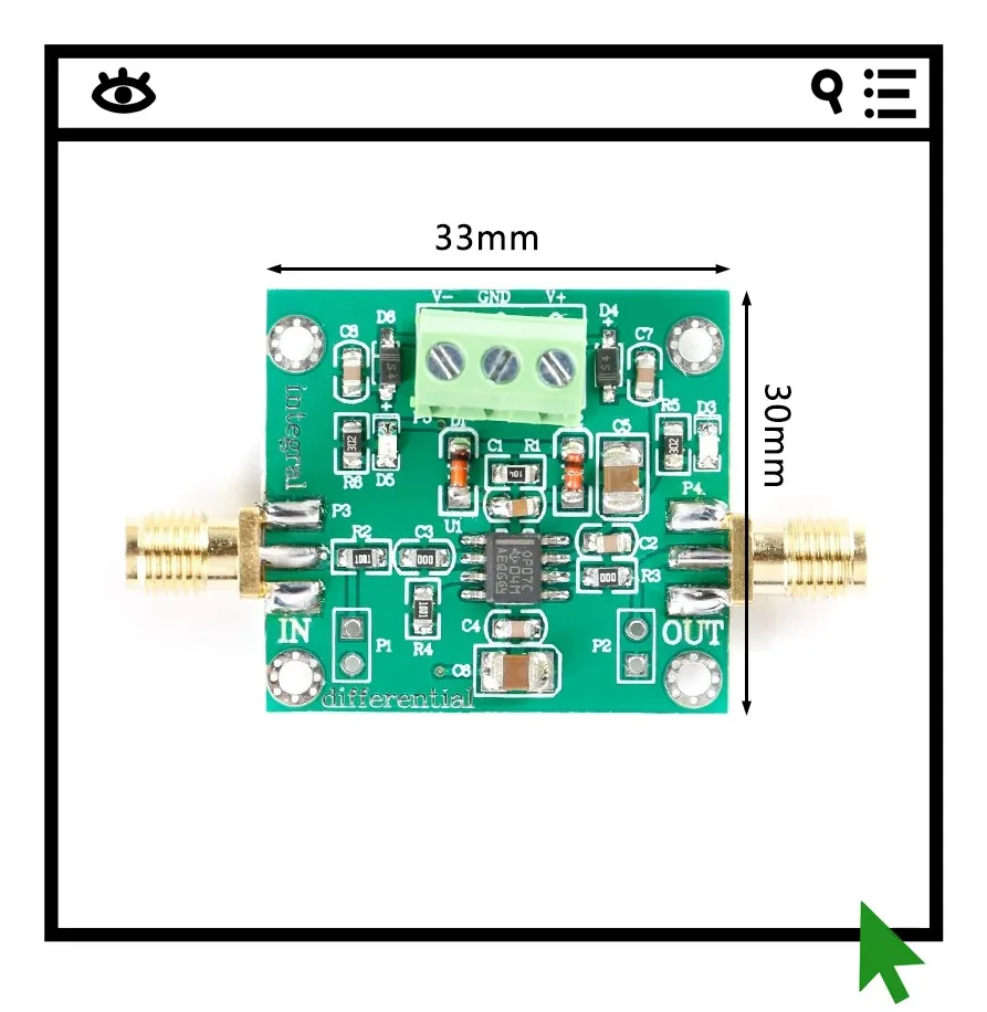 Differential operational amplifier module Analog integrator operational amplifier Low-frequency signal Waveform variation