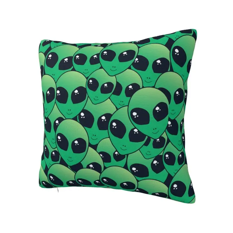 Custom Green Alien Throw Pillow Covers Bedroom Decoration Fashion Cushions Cover For Sofa Chair Square Polyester Pillowcase