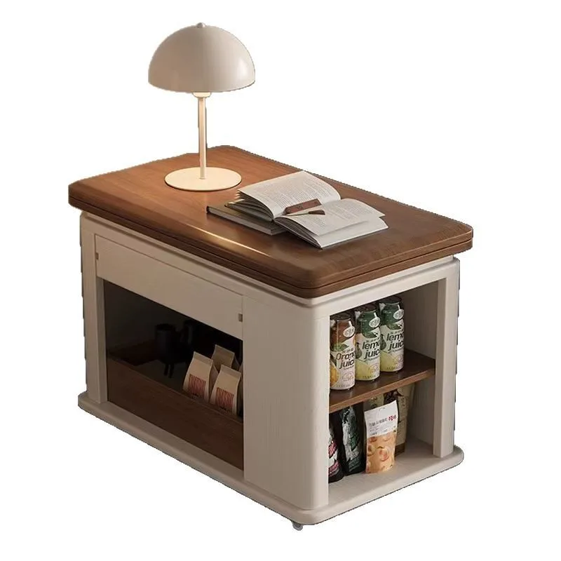 

Solid wood sofa trolley, simple living room multi-functional mobile folding small apartment tea table, ancient household