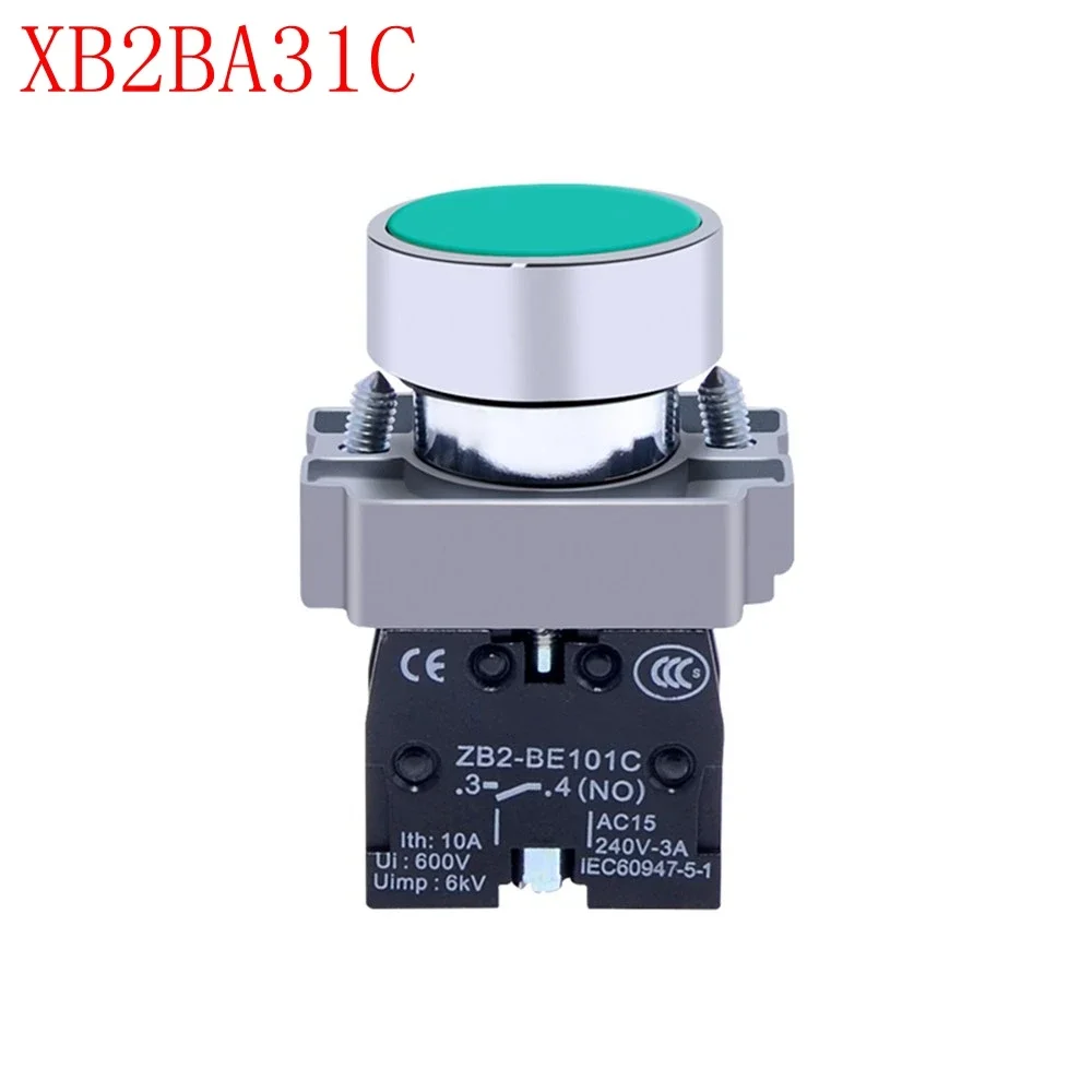 XB2BA31C BA11 / 21/51/61 NO Yellow White Green Black Blue BA42  Red Sign Momentary Flush PushButton Switch