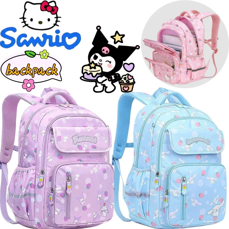 Sanrio Hello Kitty Cinnamoroll Backpack High-Value Cartoon Printed Large-Capacity Portable Waterproof Ridge-Protecting Schoolbag