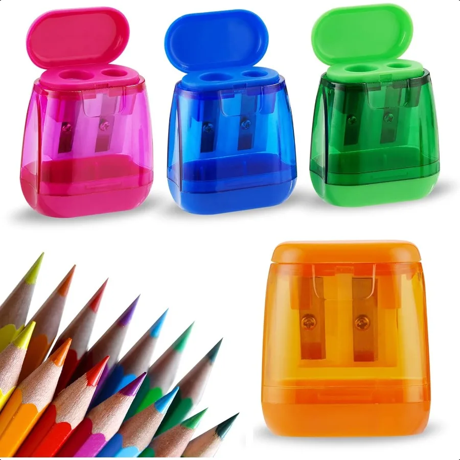 

Pencil Sharpeners 4 Pcs Pencil Sharpeners Manual Dual Holes Compact Colored Handheld Pencil Sharpener for with Lid Adults Stude