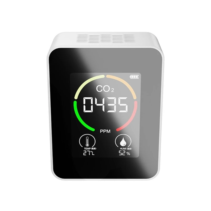 3-in-1 CO-2 Detector with Alarm, Temperature & Humidity, 400~5000 ppm, 1200-mAh Rechargeable Battery Air Quality