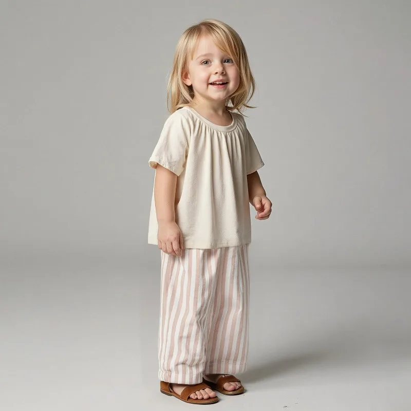 Korean Children Stripe Pants Boys Girls Spring Summer Casual Loose Kids Trousers Bottoms Wear Outfit Clothing For Young Boy Girl