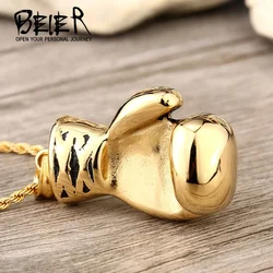 Beier Stainless Steel simple Sports boxing gloves Pendant Minimalist style Chain Necklace men Jewelry BP8-117