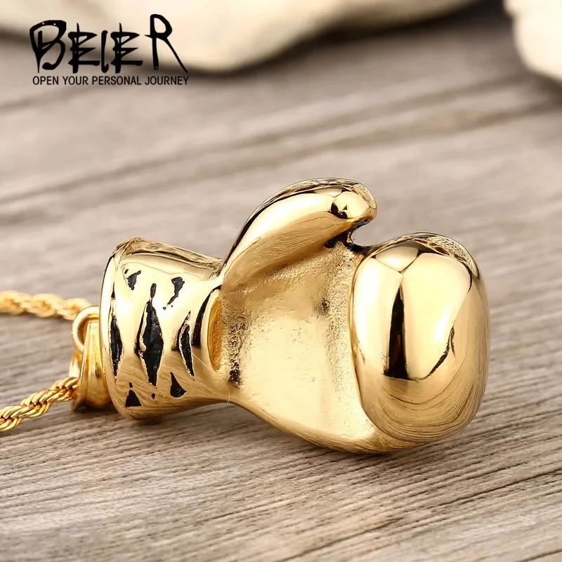 Beier Stainless Steel  simple Sports boxing gloves Pendant Minimalist style Chain Necklace men Jewelry BP8-117