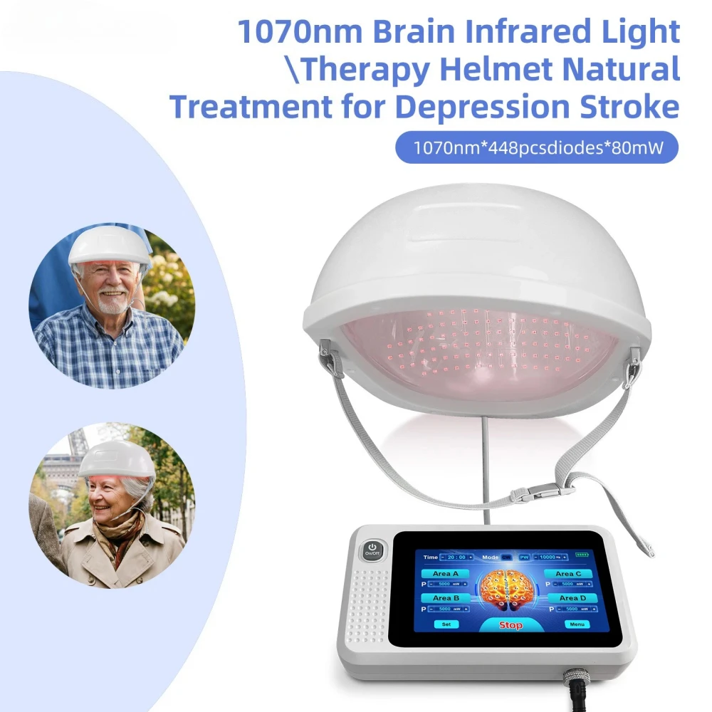 

Frovab New 4-Zone Brain Photobiomodulation Helmet 1070nm NIR PBM Therapy Device 36W 448 Diodes for Stroke Neurological Damage