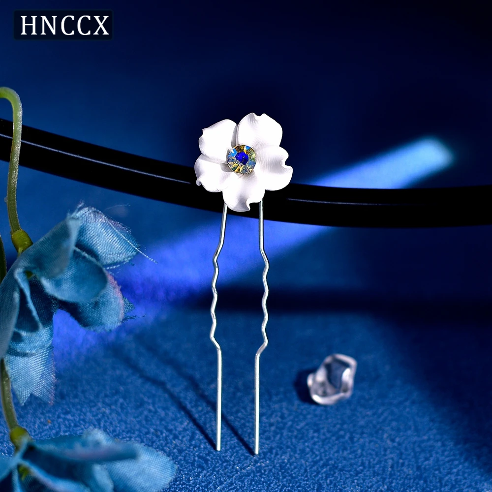 

HNCCX Simple White Color Ceramic Flower Bridal Hair Pins Wedding U-Shape Clips Jewelry Headpieces Handmade Headwear CP774