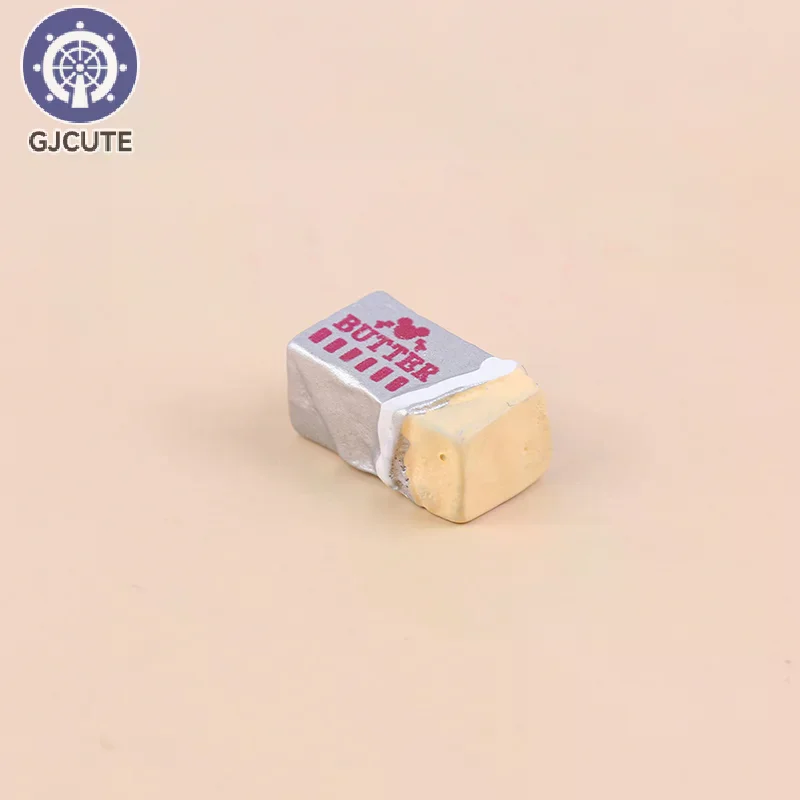 6 Peças de Alimentos de Simulação em Miniatura: Manteiga, Pão e Utensílios de Mesa para Brincadeira de Faz de Conta, DIY, Casa de Bonecas e Brinquedo de Café da Manhã