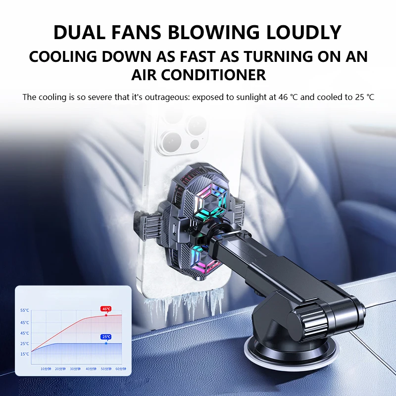 

Полупроводниковый охлаждающий держатель для телефона, автомобильный кронштейн для телефона на приборной панели, охладитель для GPS-навигации, универсальная подставка для мобильного телефона на присоске