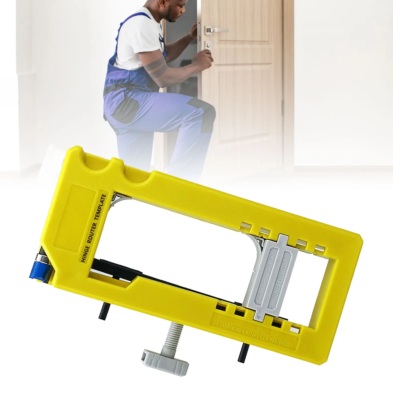 

Дверной шарнир, компактный, простая установка, пластиковый регулируемый шаблон дверной фрезерного станка, встроенный глубиномер для украшения интерьера