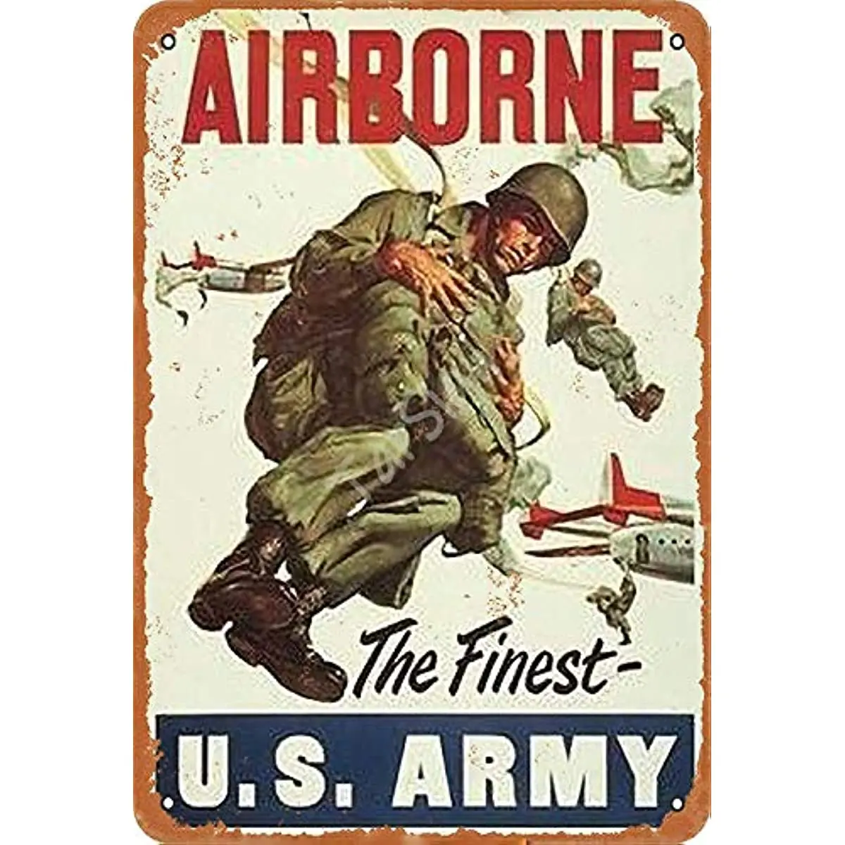 Vintage Tin Sign Airborne The Finest Us Army Metal Poster Retro Art Wall Decoration for Home Club Cabin Garage Store Bar