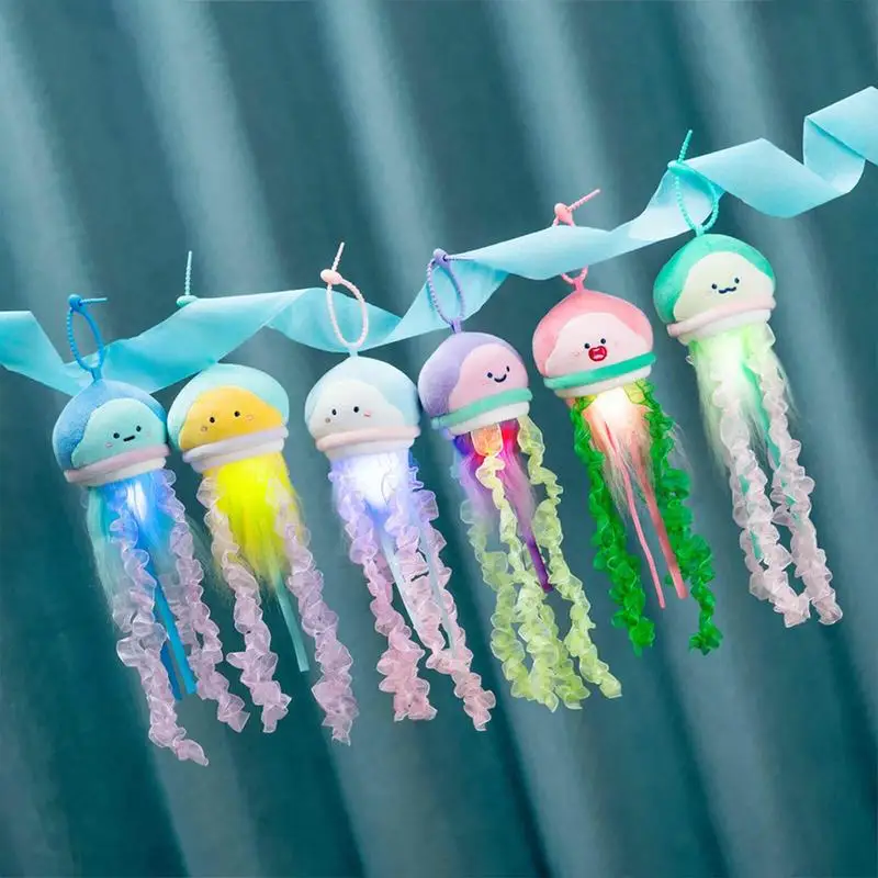 Jellyfish Charm Plush Jellyfish Stuffed Toy Key Ring Bag Charm Glowing Comfortable Women Bag Charm Pendant Exquisite Cute Plush