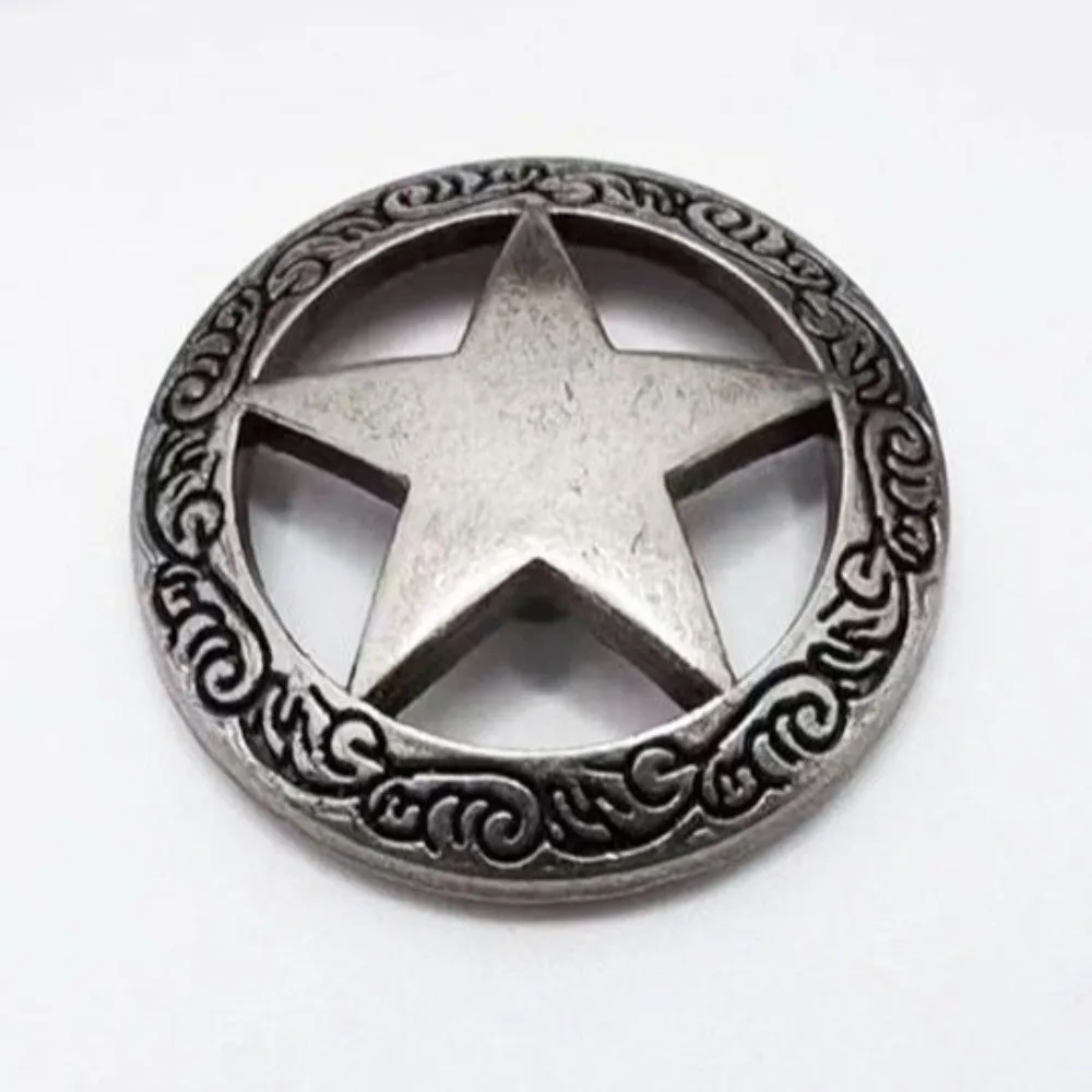 Stars Hollowed Out Replacement Casting Buckle Small Size Screw Back Vintage Metal Concho Rivet Nuts Round Shape