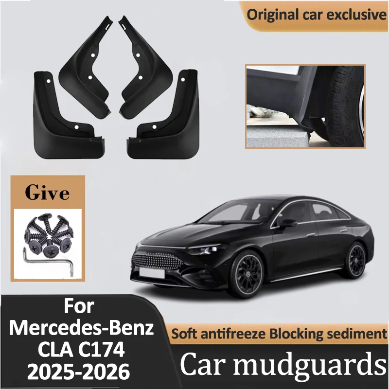 

4 шт. брызговики для Mercedes-Benz CLA C174, аксессуары 2025 2026, брызговики на крыло, передняя и задняя защитная крышка от брызг